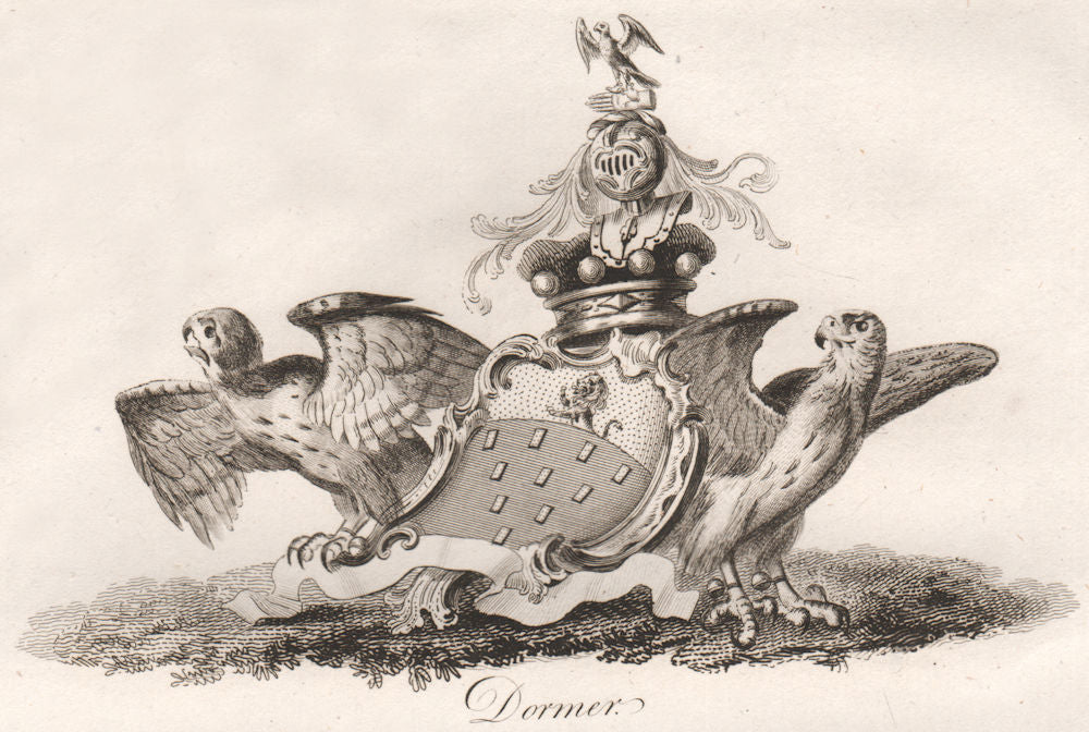 DORMER. Coat of Arms. Heraldry 1790 old antique vintage print picture